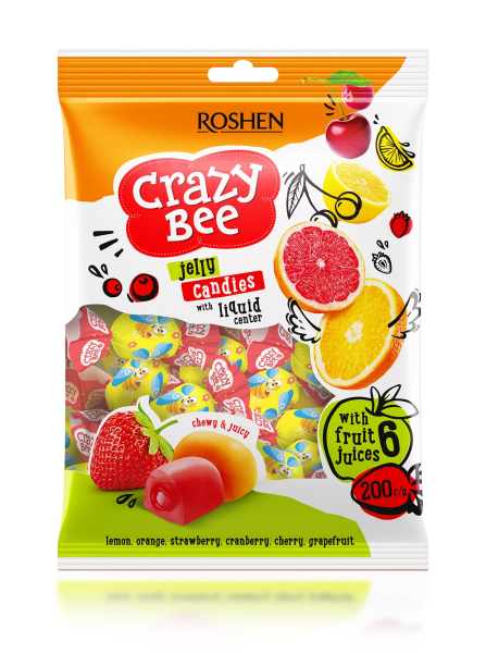 Roshen Crazy Bee Fruity - ovocné plněné želé 200g