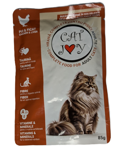 Cat Joy krmivo pro kočky s kuřecím a játry v omáčce 85g