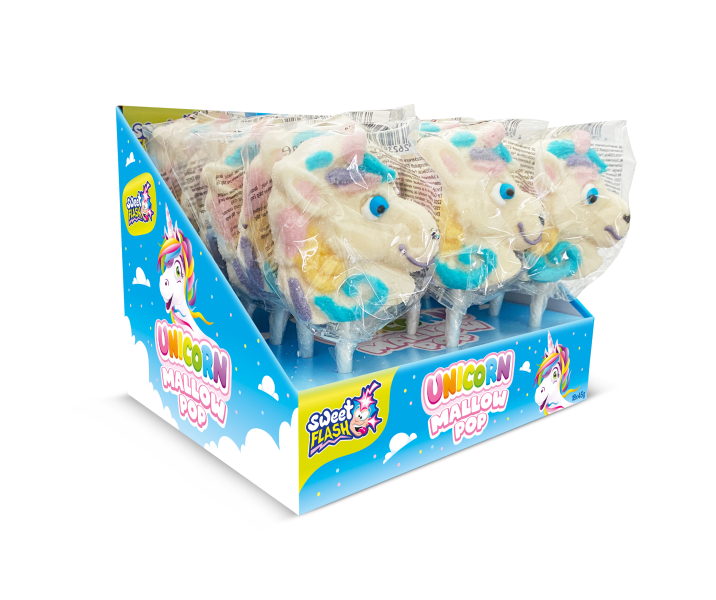 Výprodej - Lízátko jednorožec marshmallow s vanilkovou příchutí 45g
