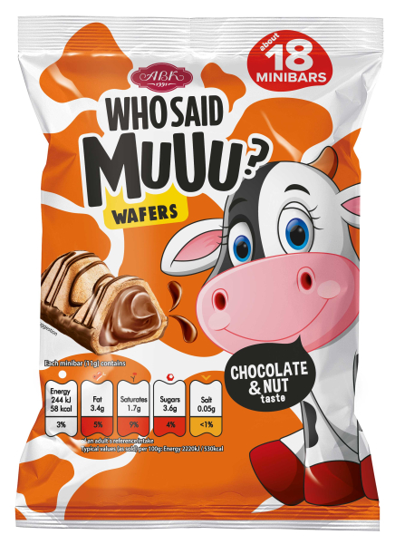 Oplatkové mini tyčinky Who said Muuu s čokoládovo-ořechovou příchutí 200g 