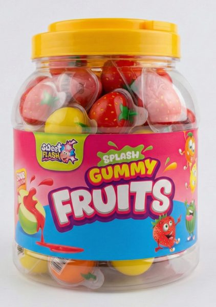 Plněné želé ve tvaru ovoce v dóze s ovocnou příchutí 18g