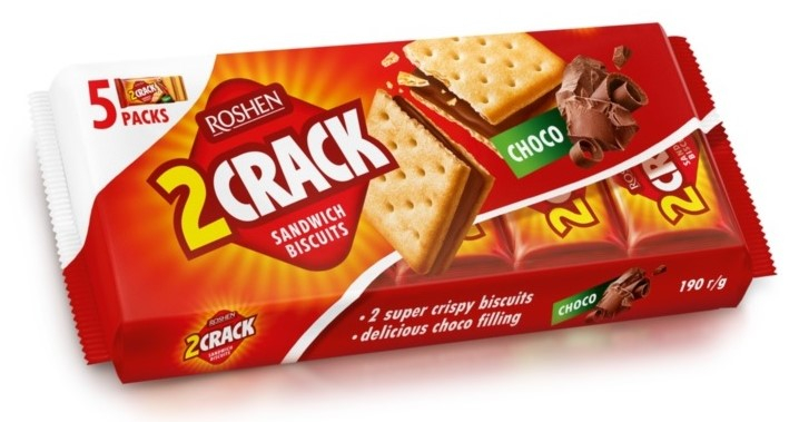 Roshen 2crack slepované sušenky s čokoládovou náplní 190g