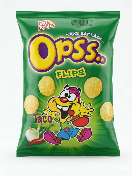 McRobin Opss Flips kukuřičné křupky s příchutí taco 25g
