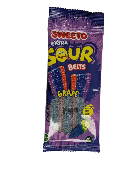 Výprodej - Sweeto želé kyselé pásky s hroznovou příchutí 75g 