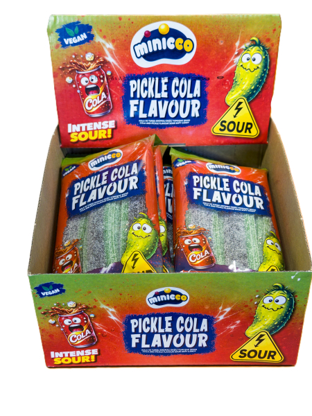 Minicco kyselé želé pásky s příchutí cola a nakládané okurky 125g