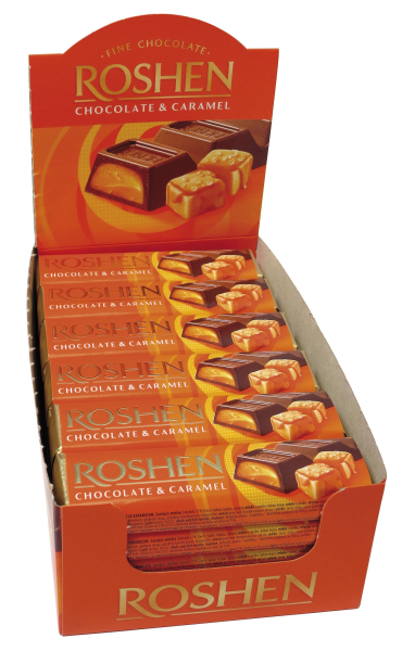 Výprodej - Roshen mléčná čok. tyčinka plněná karamelem 40g