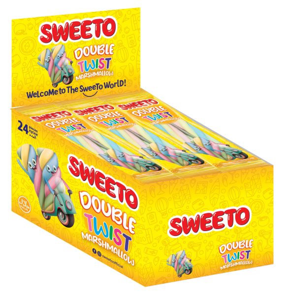 Výprodej - Sweeto marshmallow double twist s ovocnou příchutí 23g 