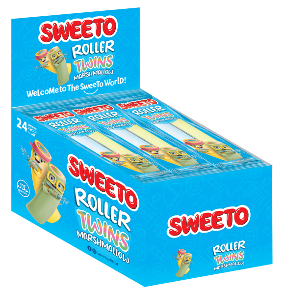 Výprodej - Sweeto marshmallow roller twins s ovocnou příchutí 23g