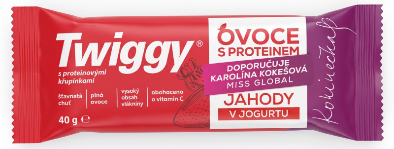 Výprodej - Twiggy proteinová tyčinka s jahodami v jogurtu 40g