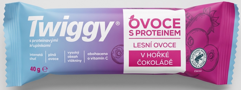 Výprodej - Twiggy proteinová tyčinka s lesními plody v hořké čokoládě 40g 