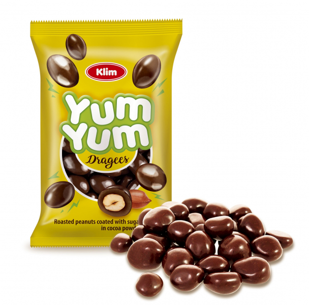Klim YUM YUM dražé arašídy 80g v kakaovém prášku