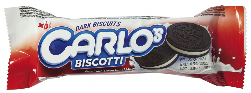 Carlos 66g - kakaové slepované sušenky s mléčnou náplní 