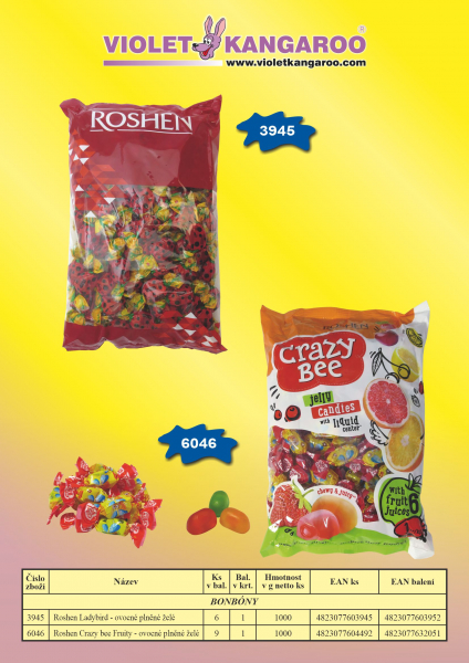 Roshen Crazy bee Fruity - ovocné plněné želé 1kg